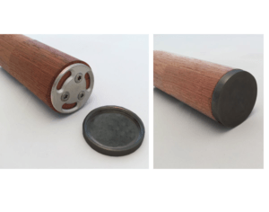 Avslut trähandledare 45mm svart knopp platt