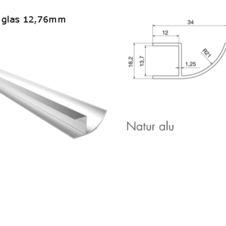 Droplist regnränna för entrétak med glas 12,76mm