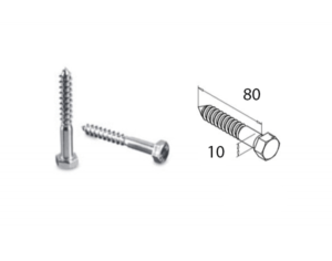 Fransk rostfri skruv 10x80mm