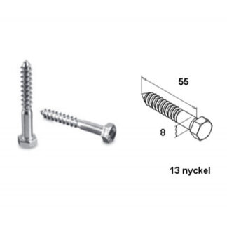Franska träskruv rostfria 8x55mm