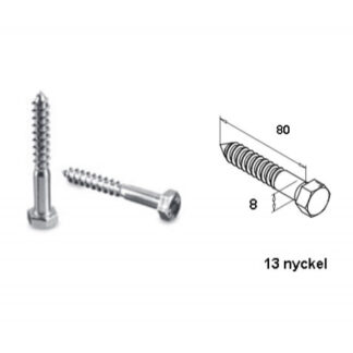 Franska träskruv rostfria 8x80mm
