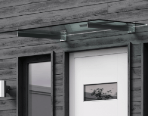 Modesta entrétak i glas med rostfria beslag