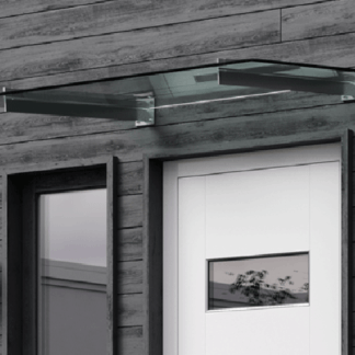 Modesta entrétak i glas med rostfria beslag