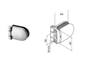 Rostfritt grindgångjärn för glasräcken - rund stolpe