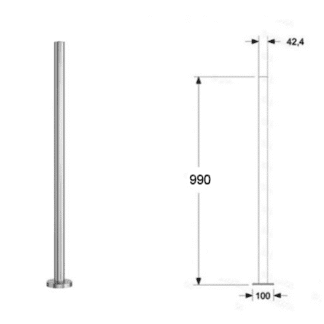 Rostfri oborrad räckesstolpe