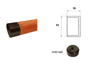 Ändknopp svart - runda trähandledare 45mm
