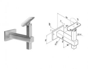 Rostfri ledstångskonsol modell 6