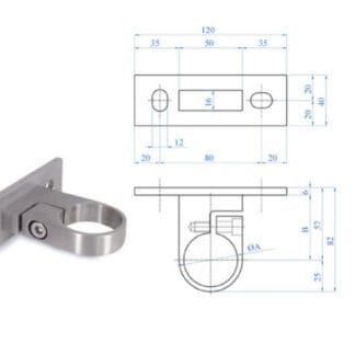 Väggfäste för rund rostfri stolpe