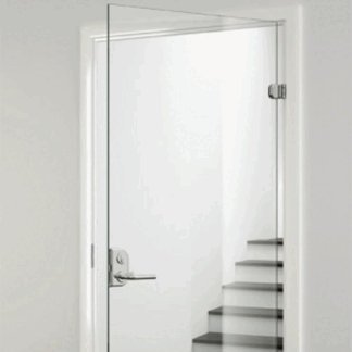 Glasdörrar med silvermatta beslag