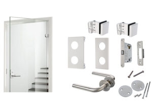 Glasdörr med vita beslag beställ