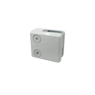 Fyrkantigt-klämfäste-för-glasräcken-vit