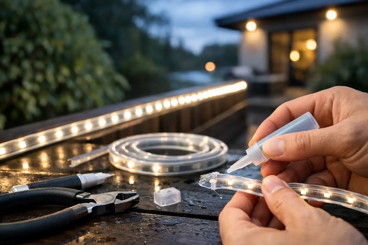 Ändförsegling av LED-list utomhus