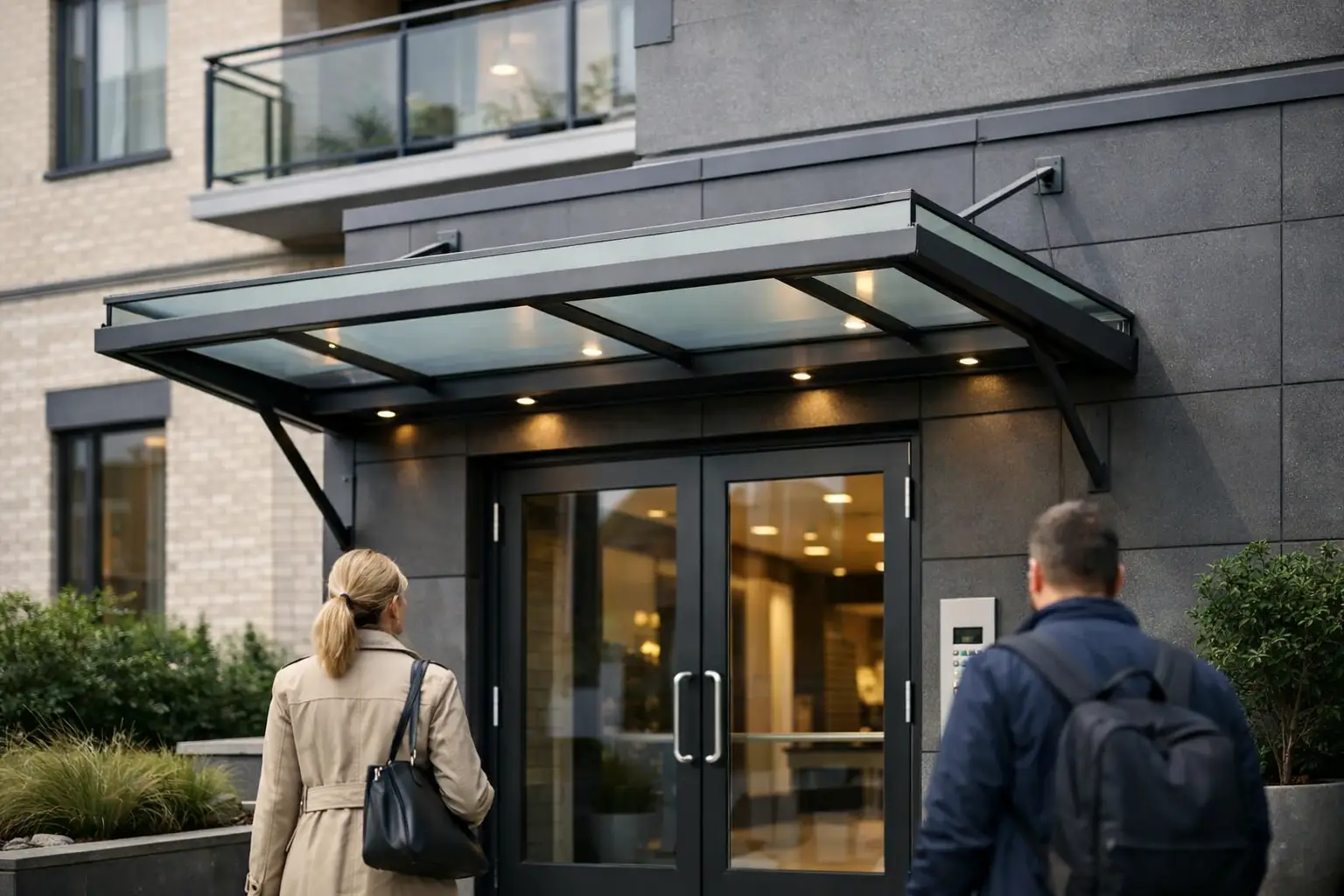 Exempel entrétak för flerbostadshus