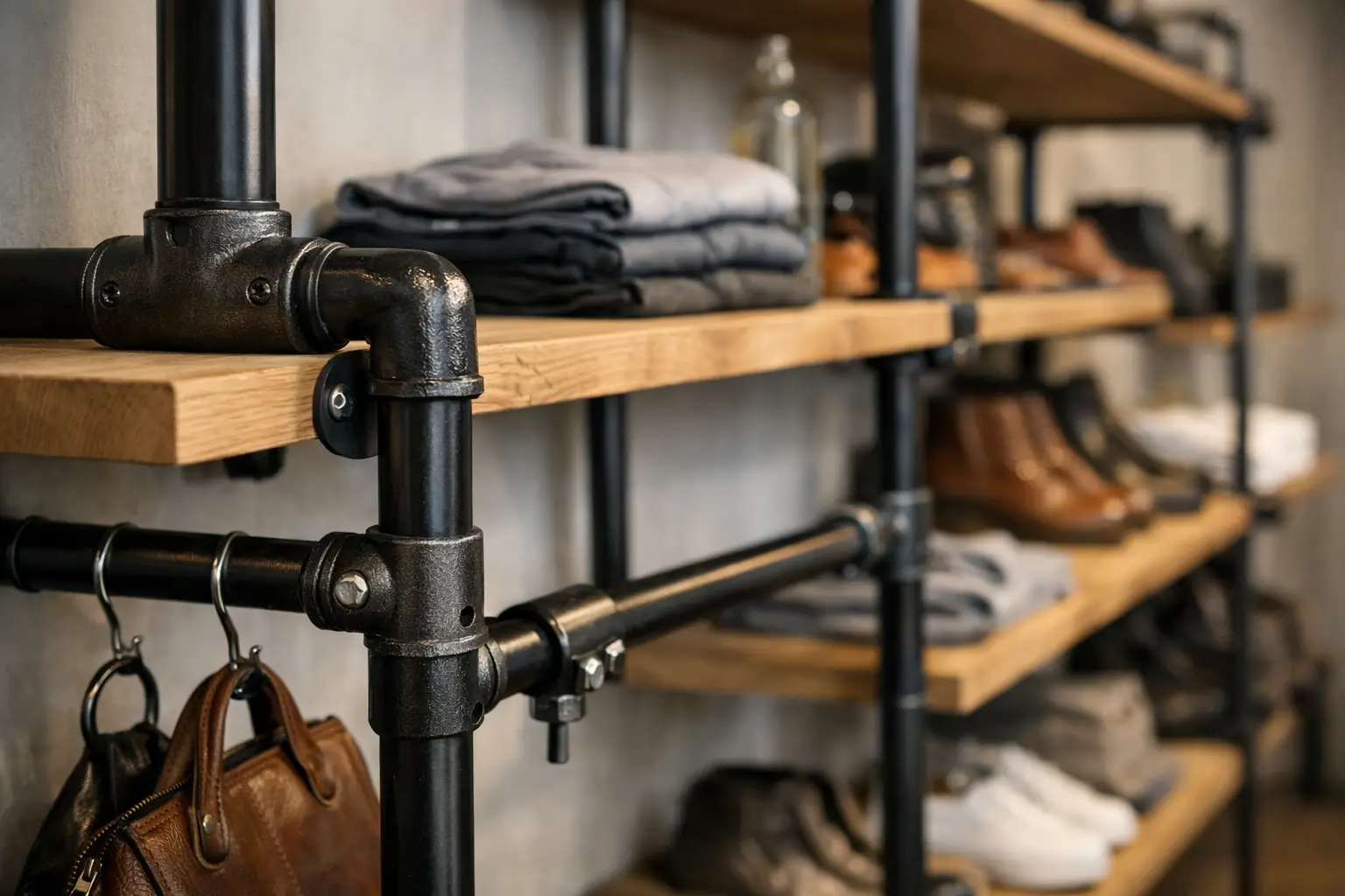 Butikshylla av rör - rätt material och fästen