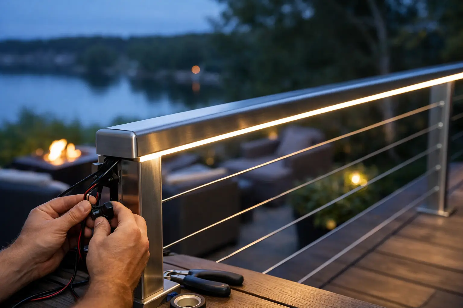 Koppla LED belysning i räcke rätt