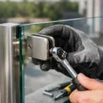 Installera glasklämma på glasräcke säkert